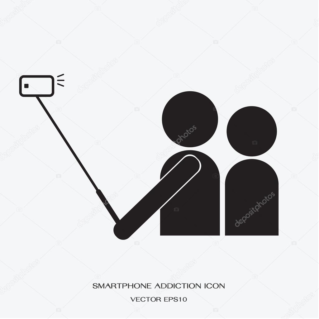  icon people using smartphone take a self photo by selfie stick 