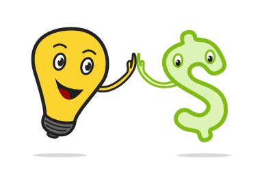 dolar işareti ve ampul el her diğer işbirliği con touch