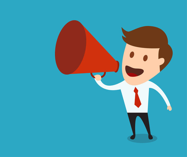 бизнесмен с мегафоном, Business concept vector illustrati
