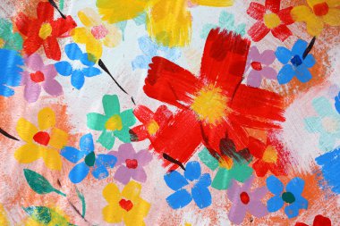 hand painting abstract flower on wall clipart