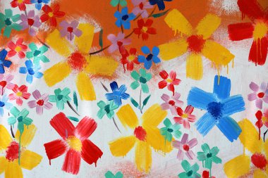 hand painting abstract flower on wall clipart