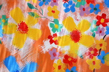 el boyama soyut çiçek duvar