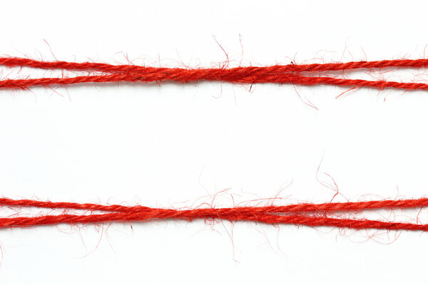String red as frame on white background