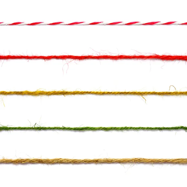 Coleção de cordas no fundo branco cada um é tiro sepa — Fotografia de Stock