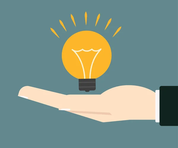 Businessman hand holding lightbulb concept of idea — Stock Vector