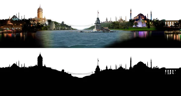 Ορίζοντας Της Κωνσταντινούπολης Όλα Σημαντικά Κτίρια Και Αξιοθέατα — Φωτογραφία Αρχείου