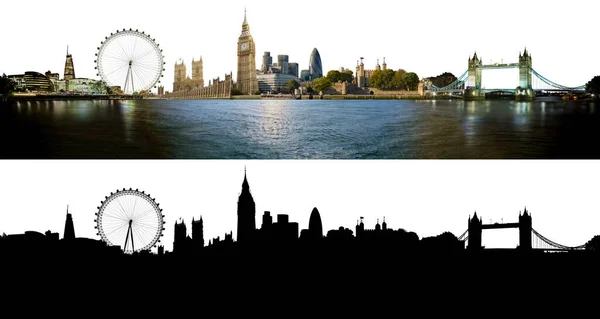 Londra silueti, tüm önemli binalar ve ilgi odağı 