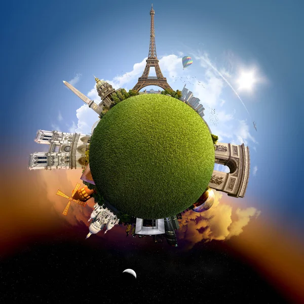 Πλανήτης Παρίσι Miniature Planet Paris Γαλλία Όλες Τις Σημαντικές — Φωτογραφία Αρχείου