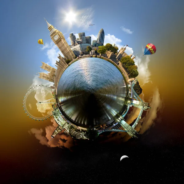 Planet London Miniaturplanet Von London Mit Allen Wichtigen lizenzfreie Stockbilder