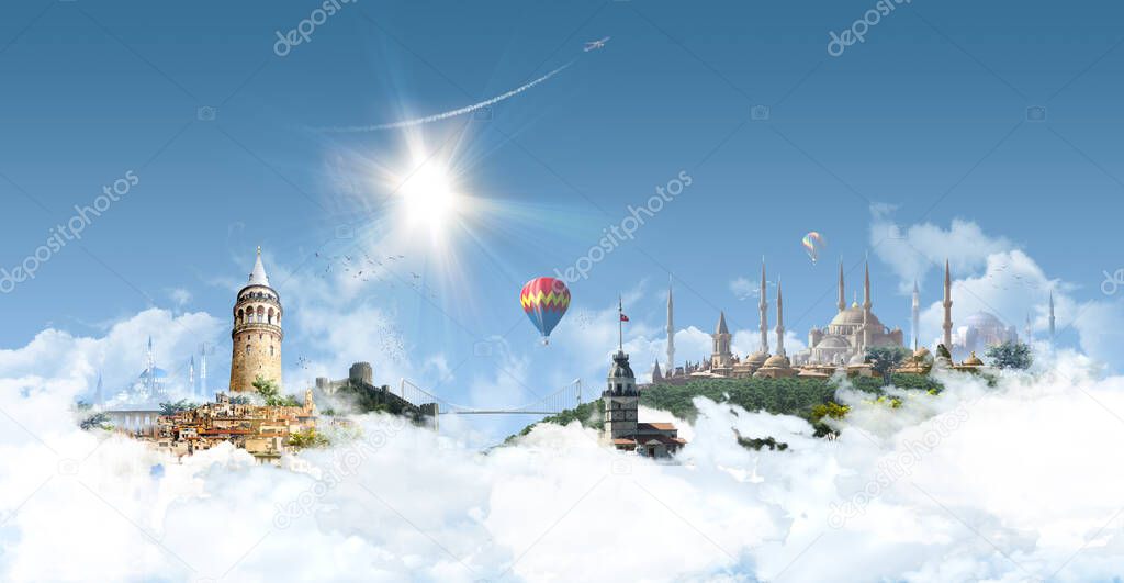 Istanbul Heaven - photographic composition of famous landmarks o