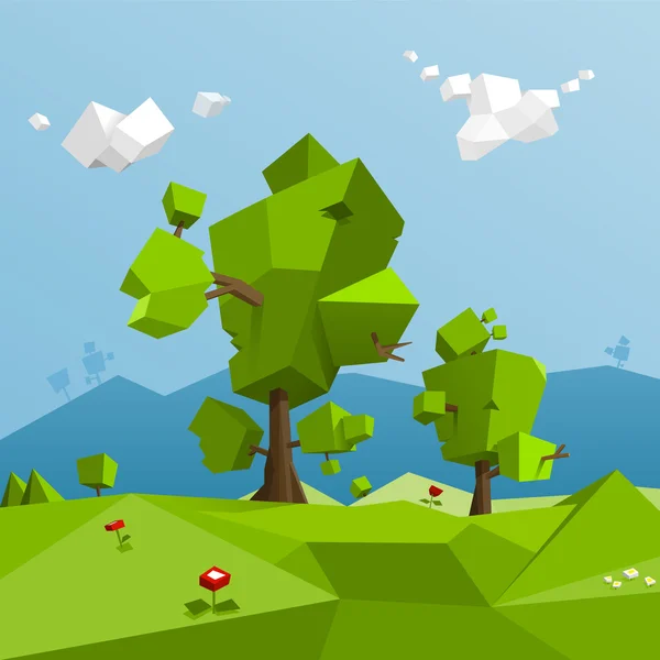 Low poly landscape — Stock Vector