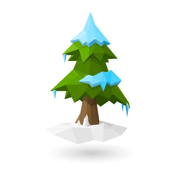 Weihnachtsbaum mit niedrigem Poly — Stockvektor