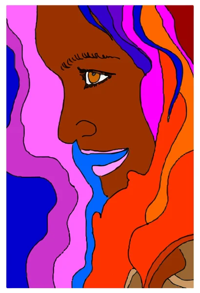 Profil de woman sur fond coloré — Image vectorielle