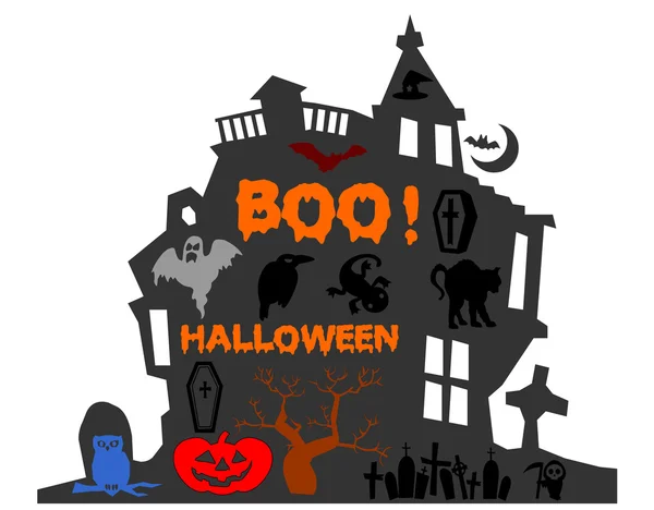 Dům pro halloween na bílém pozadí — Stockový vektor