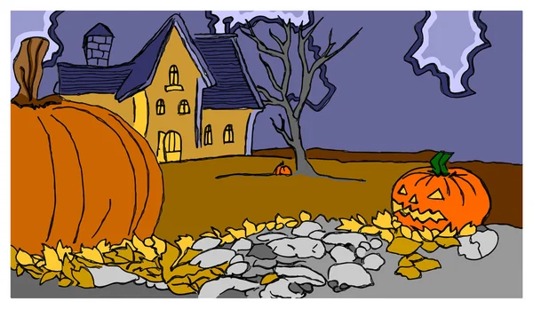Beyaz zemin üzerinde Halloween House — Stok Vektör