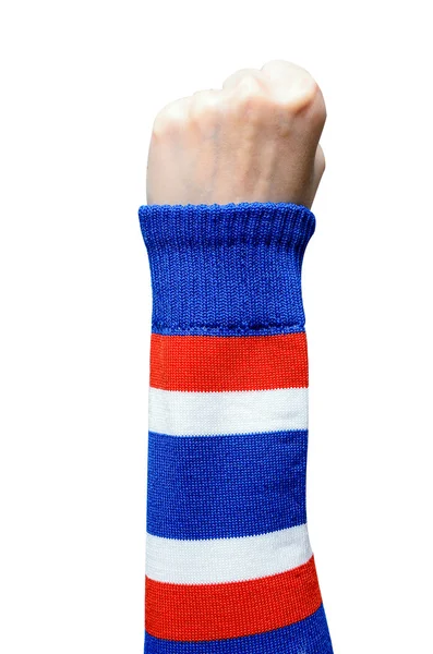 Vrouw hand in thailand armband teken maken — Stockfoto