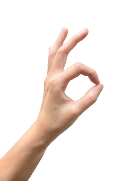 Woman hand in ok sign on a white isolated background Stock Image