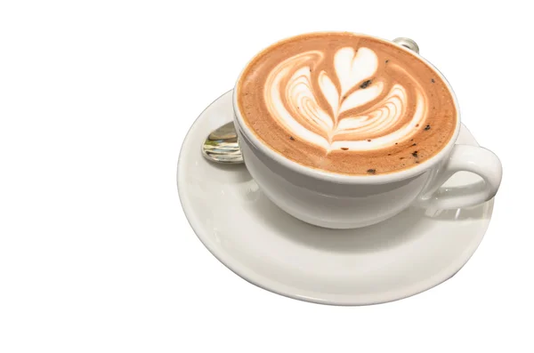 Café Mocca caliente con latte arte en forma de folwer Imágenes de stock libres de derechos