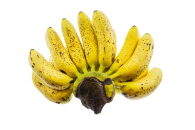 Beyaz arkaplanda izole edilmiş olgun muz.