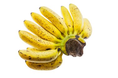 Beyaz arkaplanda izole edilmiş olgun muz.