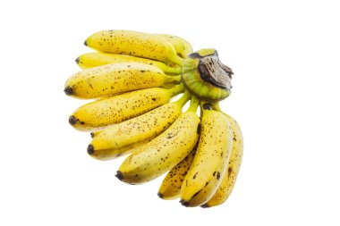 Beyaz arkaplanda izole edilmiş olgun muz.