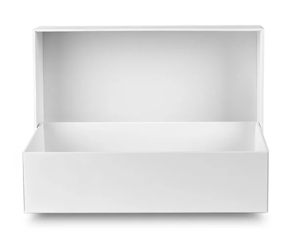 Caixa aberta branca — Fotografia de Stock