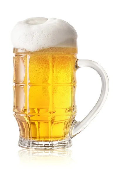 Light bierglas met dikke witte schuim — Stockfoto