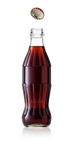 Open Cola glazen fles met kurk — Stockfoto