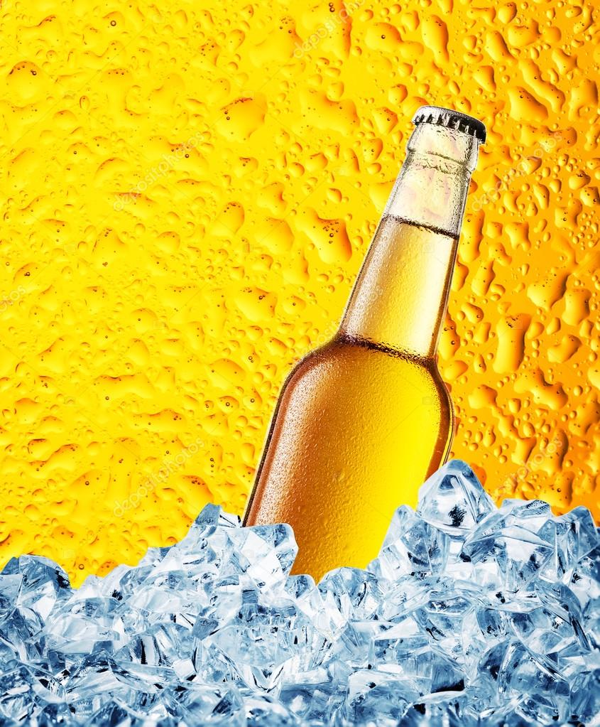 Download Yellow Bottle Of Beer In Ice Stock Photo C Alexlukin 123270640 Yellowimages Mockups