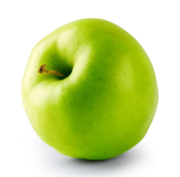 Zelené šťavnaté jablko s ocasem — Stock fotografie
