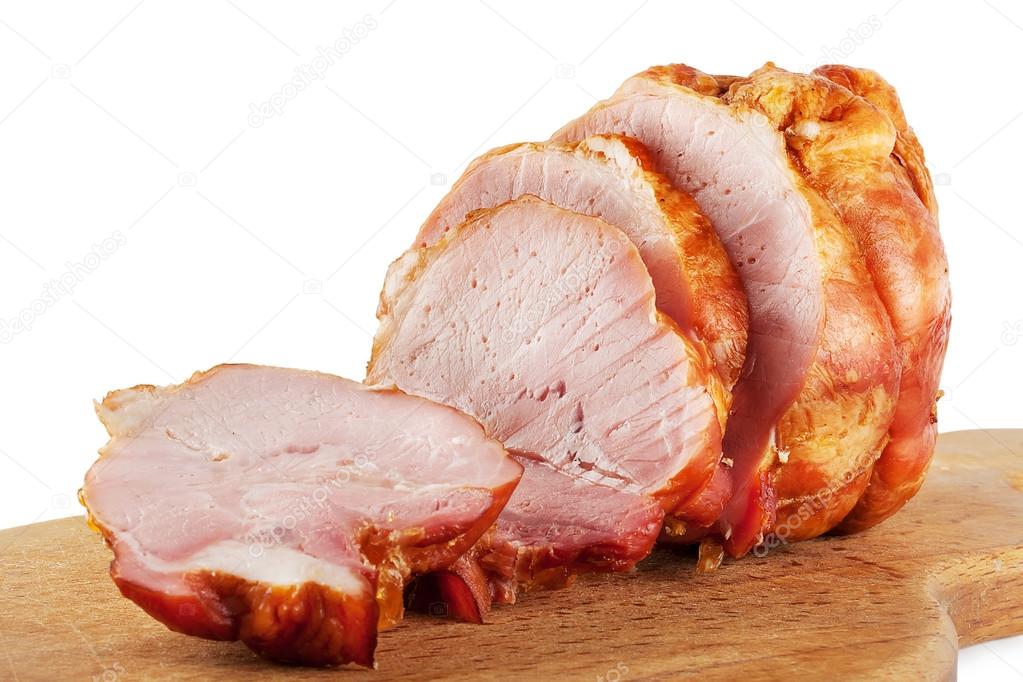 Sliced bacon on a chopping board