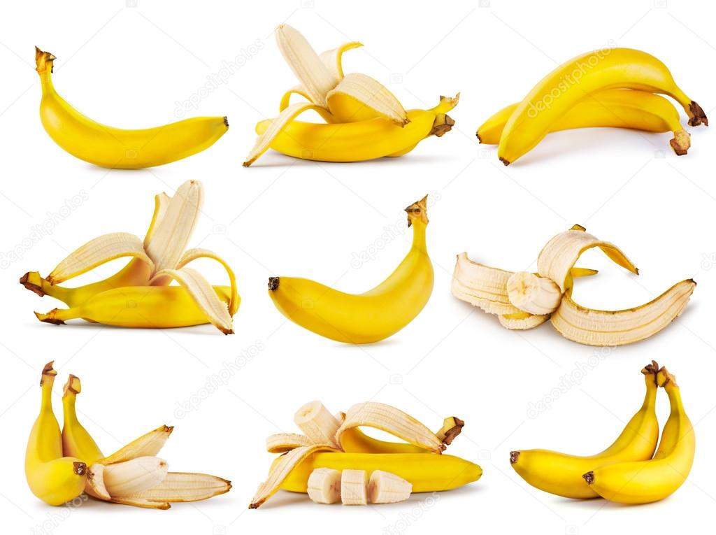Set of yellow ripe fragrant banana