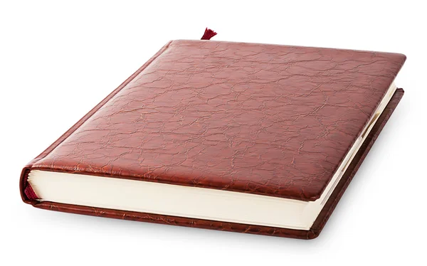 Dagbok täck med brunt läder Royaltyfria Stockbilder