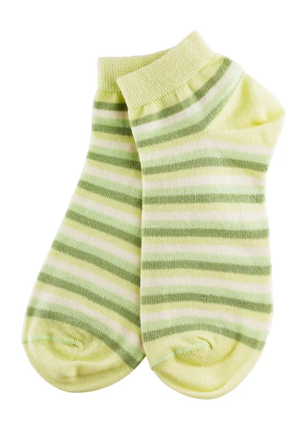 Green and white striped socks — Stock Photo, Image