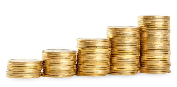 Rising columns of golden coins — Stock Photo, Image