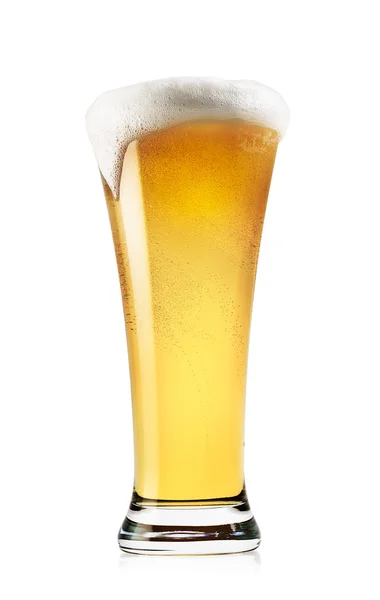 Groot glas light bier met schuim — Stockfoto