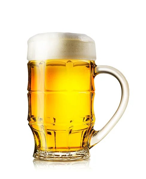 Big mug of fresh light beer with rich foam — Stock Photo, Image