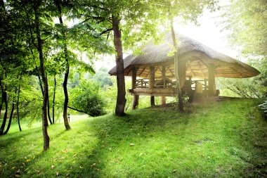 Çardak yeşil çim üzerinde