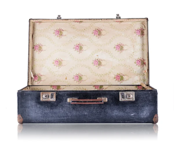 Open black vintage suitcase — Stock Photo, Image