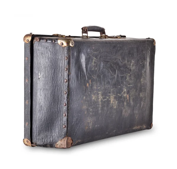Old worn black suitcase — Stock Photo, Image