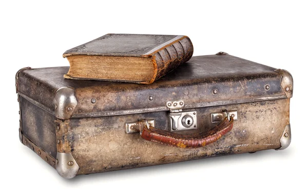 Old book on a suitcase — Stock Photo, Image