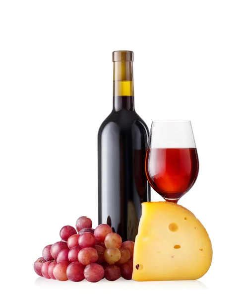 赤ワインとチーズのガラス瓶 — ストック写真