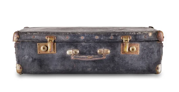 Vieille valise noire couchée — Photo