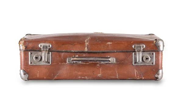 Brown suitcase lying — Stock Photo, Image