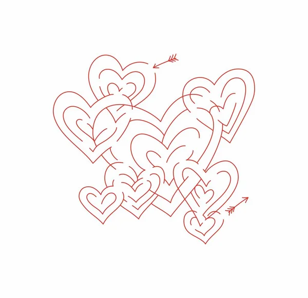 Bludiště Srdce Valentines Den Lásky — Stockový vektor