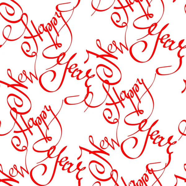 Modèle sans couture avec lettrage orné calligraphie phrase Bonne année, — Image vectorielle