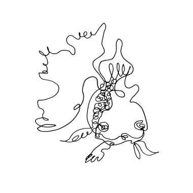 Elle çizilmiş şirin süs balıkları. Uzun siyah bir çizgi..