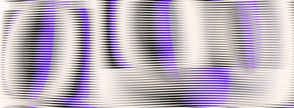 縞模様の丸みを帯びた形状とモアレ効果を持つ未来的な抽象バナー. — ストックベクタ