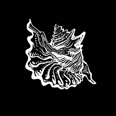 Deniz hayvanlarının siyah ve beyaz karalamaları canlı hat şeklinde çizilmiş..