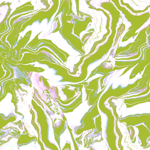 Бесшовный абстрактный акриловый узор в стиле Fluid Art в зеленых тонах. — стоковое фото